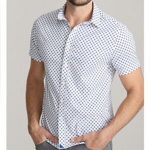 💗NWT UNTUCKit Tidwell Performance Wrinkle Free Short Sleeve Button Up - Size XL